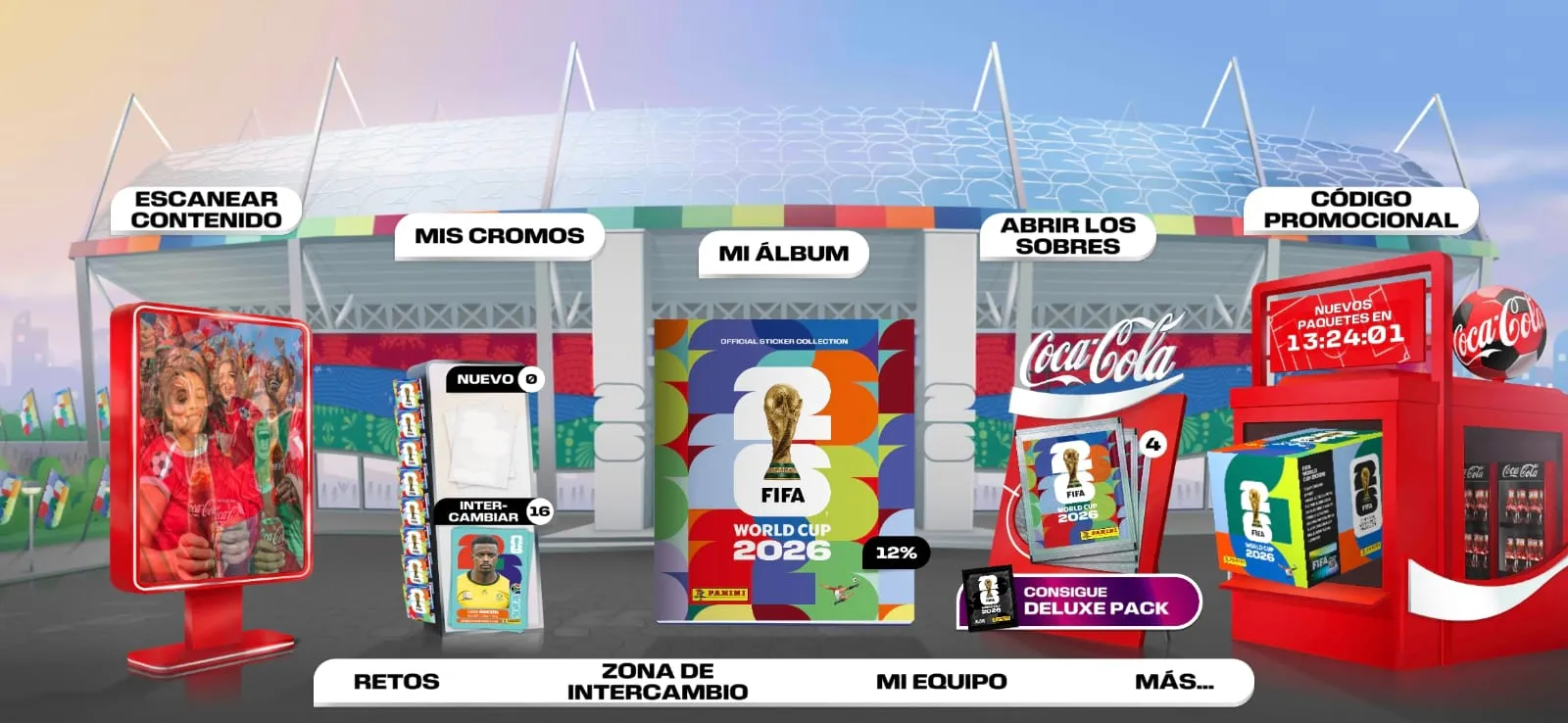 Zona de código promocional en la app del Álbum Virtual de Figuritas Mundial